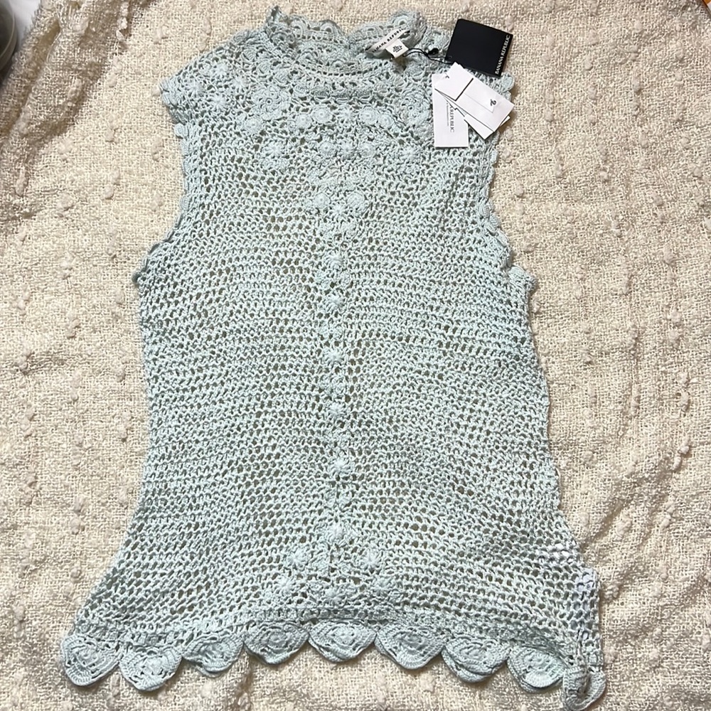 Banana Republic Chrocheted Blue Tank Top